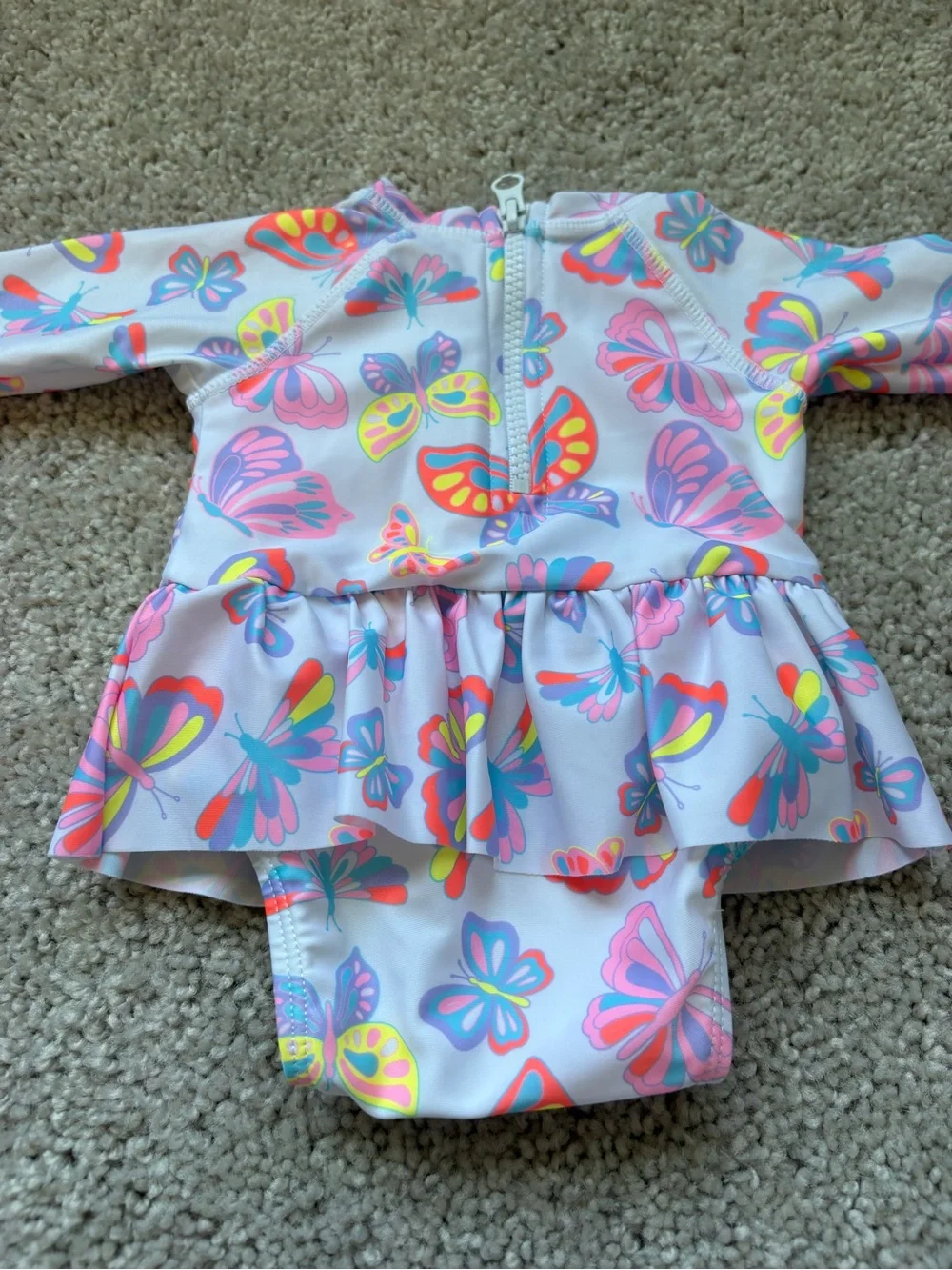 Girls' Long-Sleeve Butterfly Rashguard Swimsuit - Pink Multicolor
